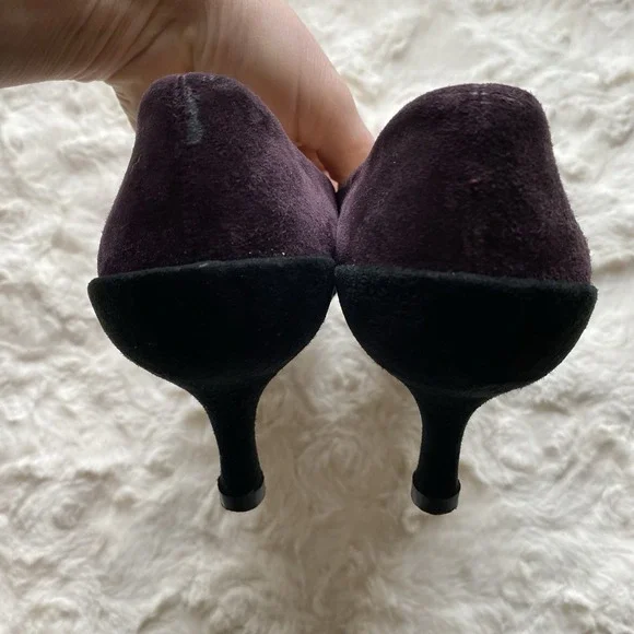 Prada Purple Suede Kitten Heel Pumps Size 38 US 7.5 Pointed Toe Luxury Italian - Picture 8 of 12